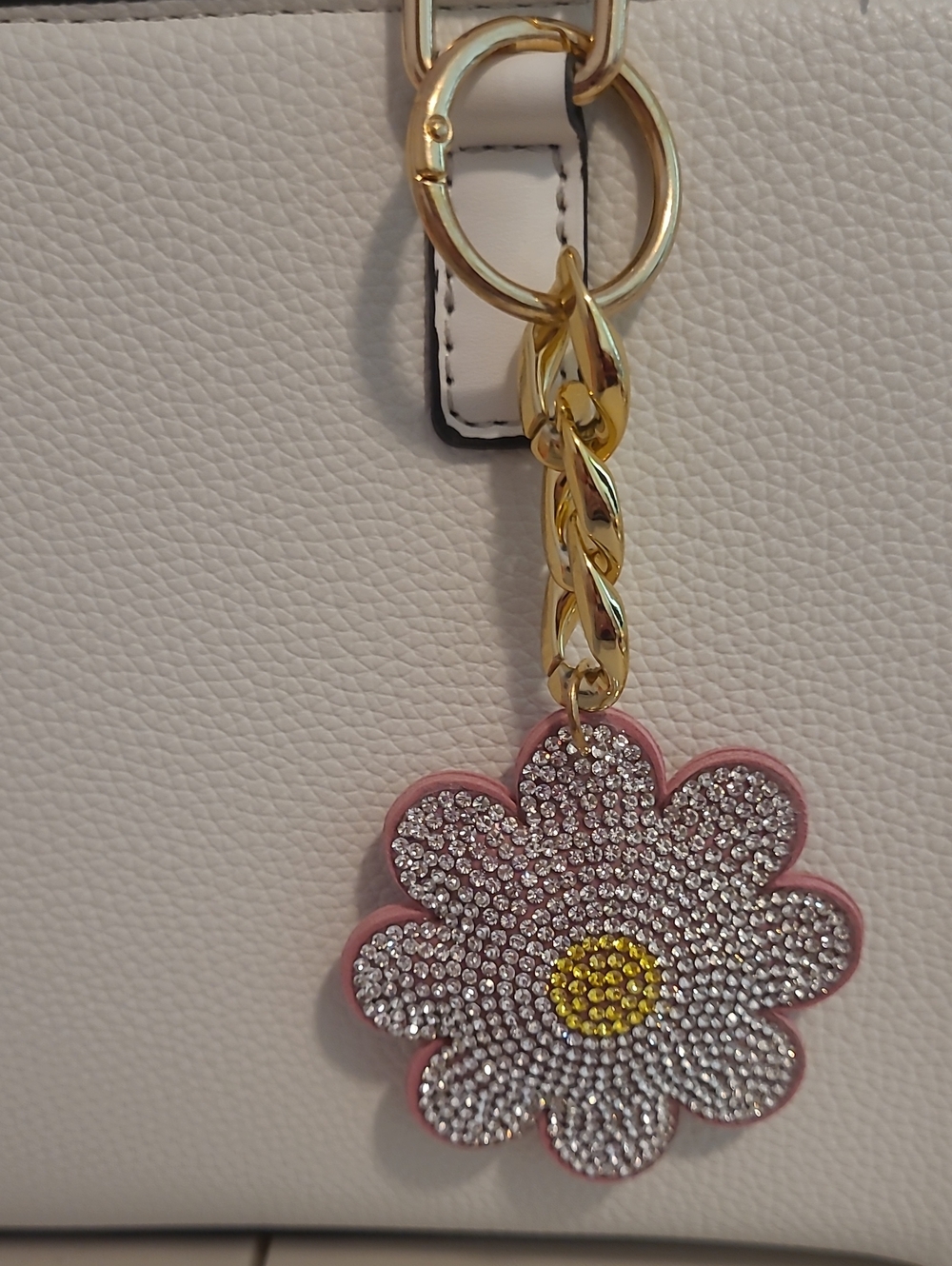 Pink Crystal Daisy Bag Charm